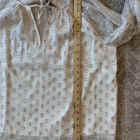 Loft Ivory Metallic Clip Dot Blouse Brand New (missing tag) S Boho Fairycore - Picture 5 of 9